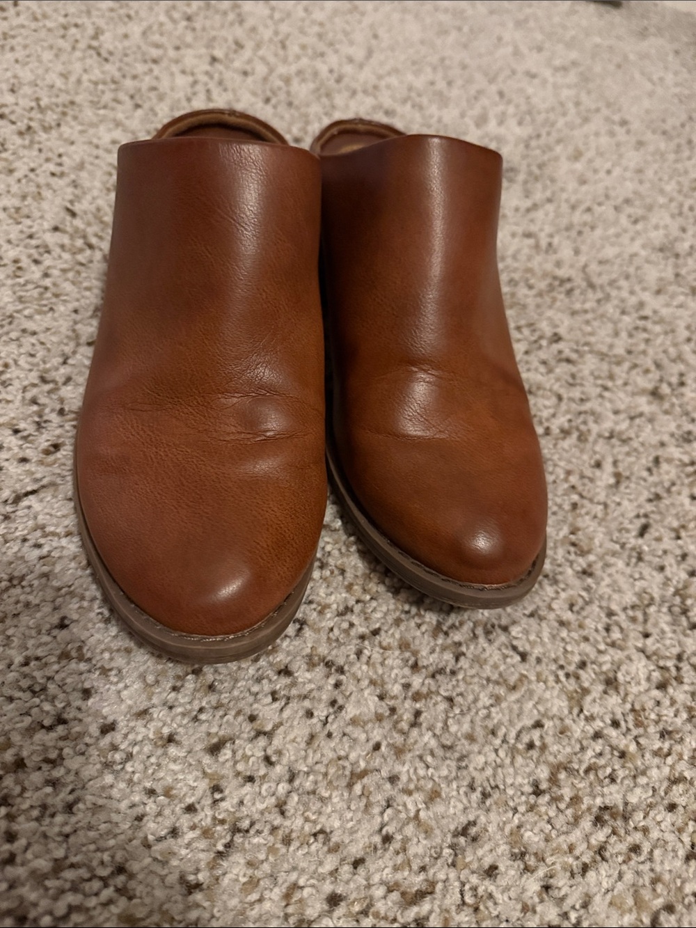 Women’s Chestnut Brown Leather Slip-On Mule Loafers